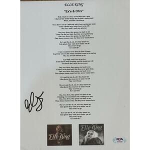 Elle King Autographed “Ex’s and Oh’s” Lyric And Music Sheet w/ COA